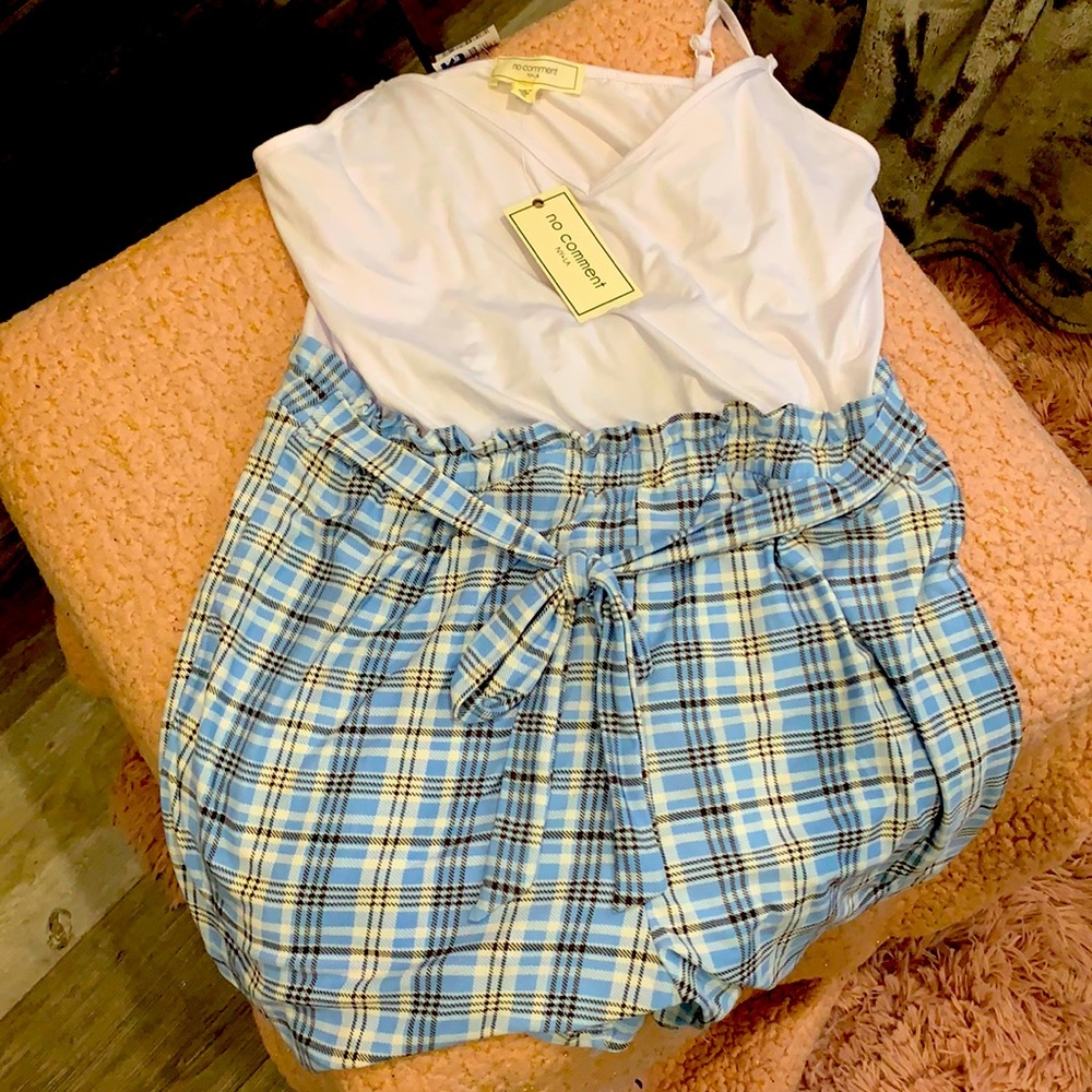 White and blue romper